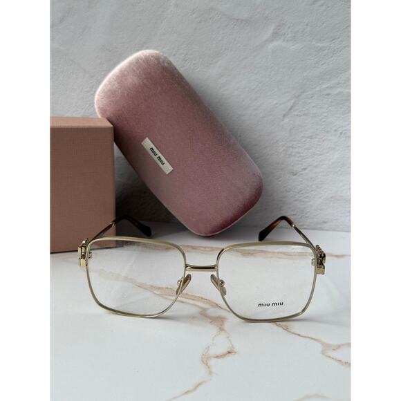NEW Miu Miu M51XV Pale Gold Square Logo Eyeglasses Frames main image 5